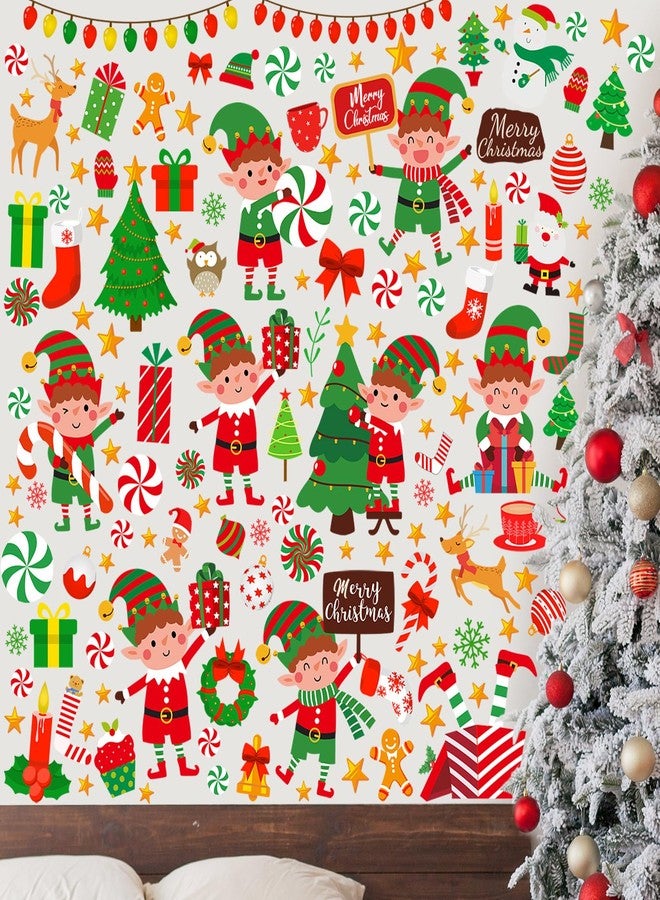 Resholder 131 Pcs 6 Sheets Christmas Elf Stickers Christmas Wall Elf Window Clings Xmas Window Films Home Decorations for Winter Holiday Classroom Office Party Supplies - Image 1